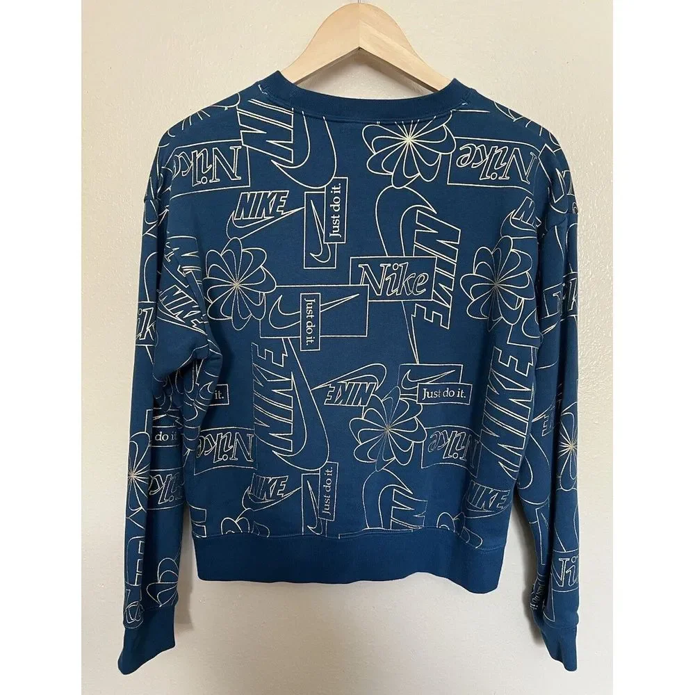 Nike Logo‎ Just Do It Blue/Green and Gold Crewneck Sweatshirt Women's Small GUC